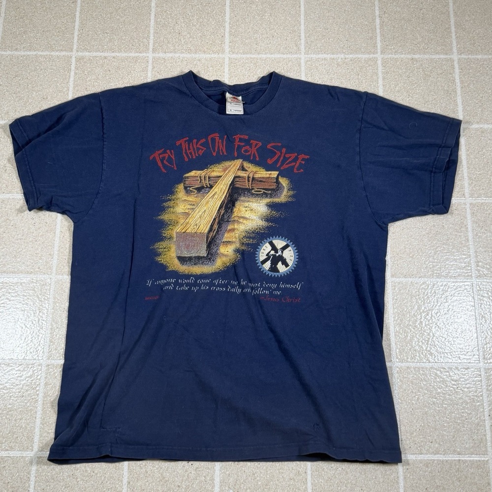 Vintage 90s Epistles Jesus Christ Christian Cross Try This On For Size Tshirt XL